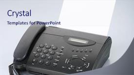  Presentation with telephone - Cool new PPT theme with telephone fax machine with handle backdrop and a sky blue colored foreground