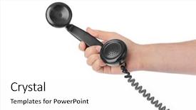  Presentation with telephone - PPT layouts featuring telephone receiver in hand isolated background and a  colored foreground