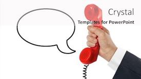 Presentation with bubble - PPT layouts enhanced with telephone-receiver-in-hand background and a sky blue colored foreground
