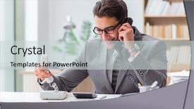  Presentation with angry - Amazing presentation design having telephone ringing - angry helpdesk operator backdrop and a  colored foreground