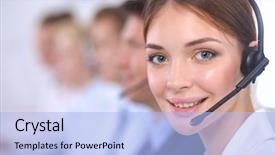  Presentation with doctor office call center - Amazing PPT layouts having telephony - attractive smiling positive young businesspeople backdrop and a light blue colored foreground