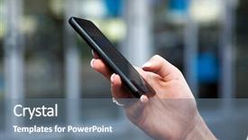  Presentation with text message - Beautiful presentation theme featuring telephony - woman writes a text message backdrop and a ocean colored foreground