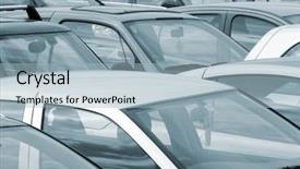  Presentation with car parking lot - Amazing PPT theme having telephoto view of cars parked backdrop and a light blue colored foreground