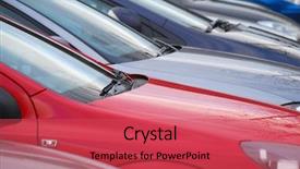  Presentation with car park - Amazing PPT theme having telephoto view of cars parked backdrop and a red colored foreground