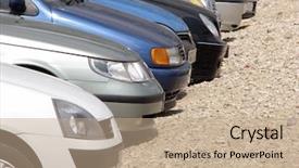  Presentation with parking lot - Audience pleasing presentation theme consisting of telephoto view of parked cars backdrop and a coral colored foreground