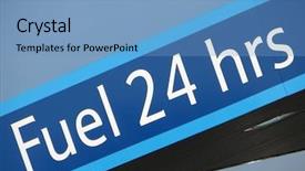  Presentation with fuel station - Beautiful theme featuring telephoto view of petrol station fuel sign backdrop and a teal colored foreground