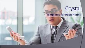  Presentation with angry - Slide deck enhanced with telesales - angry helpdesk operator background and a sky blue colored foreground