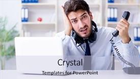  Presentation with doctor office call center - Amazing slides having telesales - call center employee working backdrop and a light blue colored foreground