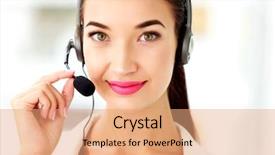  Presentation with support - Beautiful PPT layouts featuring telesales - closeup portrait of support phone backdrop and a coral colored foreground