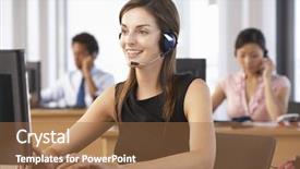  Presentation with customer service - Slide deck enhanced with telesales - friendly customer service agent background and a coral colored foreground