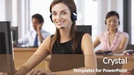  Presentation with customer service - Slide set consisting of telesales - friendly customer service agent background and a tawny brown colored foreground