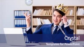  Presentation with office king - Slide deck consisting of telesales - king businessman working background and a navy blue colored foreground