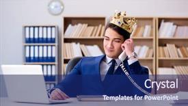  Presentation with office king - Cool new slides with telesales - king businessman working backdrop and a navy blue colored foreground