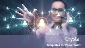  Presentation with social networks - Beautiful theme featuring telesales - young woman in social networks backdrop and a seafoam green colored foreground