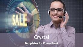  Presentation with modern medicine cardiology concept mixed - Presentation theme having telesales concept with woman pressing background and a  colored foreground