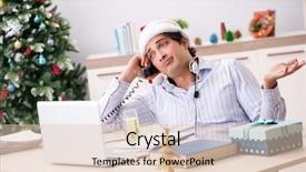  Presentation with christmas sale - Presentation design with telesales operator during christmas sale background and a  colored foreground