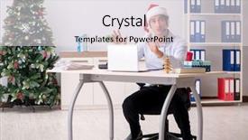  Presentation with christmas sale christmas products - Audience pleasing presentation design consisting of telesales operator during christmas sale backdrop and a  colored foreground