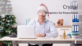  Presentation with christmas sale christmas products - Presentation consisting of telesales operator during christmas sale background and a white colored foreground