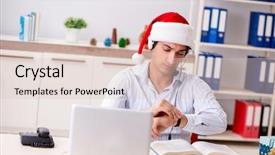  Presentation with christmas sale - Audience pleasing PPT layouts consisting of telesales operator during christmas sale backdrop and a  colored foreground