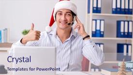  Presentation with christmas sale - Audience pleasing presentation theme consisting of telesales operator during christmas sale backdrop and a  colored foreground