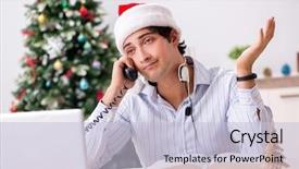  Presentation with christmas sale christmas products - Presentation theme having telesales operator during christmas sale background and a  colored foreground