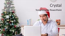  Presentation with christmas sale christmas products - Slides featuring telesales operator during christmas sale background and a light gray colored foreground