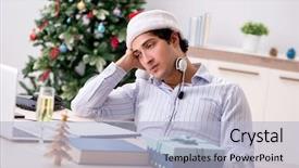  Presentation with christmas sale christmas products - Amazing PPT layouts having telesales operator during christmas sale backdrop and a  colored foreground