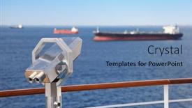  Presentation with far away - Theme with persian gulf - telescope on deck of cruise background and a ocean colored foreground