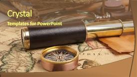  Presentation with old map - Beautiful presentation design featuring telescope on old antique map backdrop and a tawny brown colored foreground