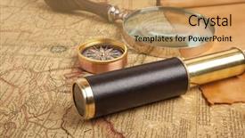  Presentation with telescope - Cool new PPT theme with telescope on old antique map backdrop and a coral colored foreground