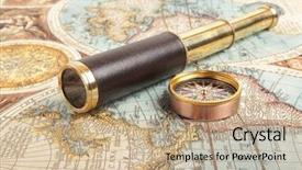  Presentation with telescope - Presentation enhanced with telescope on old antique map background and a coral colored foreground
