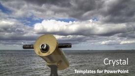  Presentation with telescope - Slides with telescope-on-the-sea-coast background and a gray colored foreground