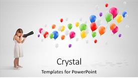  Presentation with balloons - Cool new presentation with telescopes - cute girl looking to air backdrop and a white colored foreground