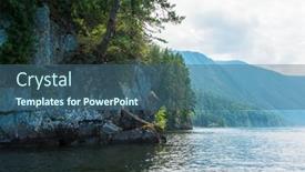  Presentation with siberia - Presentation theme with teletskoye-lake-in-altai-mountains background and a ocean colored foreground