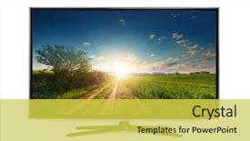  Presentation with television - PPT theme consisting of television - 4k monitor isolated on white background and a yellow colored foreground