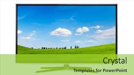  Presentation with television - Beautiful slide set featuring television - 4k monitor isolated on white backdrop and a yellow colored foreground