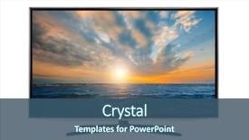  Presentation with television - Colorful slide deck enhanced with television - 4k monitor isolated on white backdrop and a ocean colored foreground