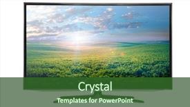  Presentation with television - Presentation theme enhanced with television - 4k monitor isolated on white background and a forest green colored foreground