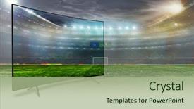  Presentation with television watching - PPT theme consisting of television - 4k monitor watching smart tv background and a mint green colored foreground