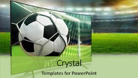  Presentation with football stadium - Presentation theme enhanced with television - football stadium in the evening background and a yellow colored foreground