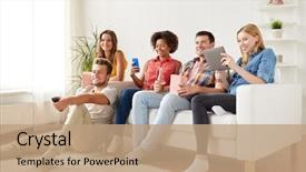  Presentation with entertainment - Slide set with television - friendship people technology and entertainment background and a coral colored foreground