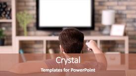  Presentation with television watching - PPT layouts enhanced with television - man watching tv while resting background and a coral colored foreground