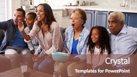  Presentation with home black family - Theme enhanced with television - multi generation black family watching background and a tawny brown colored foreground
