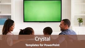  Presentation with parents and children - Audience pleasing slide deck consisting of television - parents and children watching tv backdrop and a tawny brown colored foreground