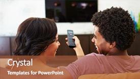  Presentation with rear view of bodyguard - Presentation design having television - rear view of couple sitting background and a red colored foreground