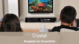  Presentation with television watching - PPT layouts featuring television - two kids on couch watching background and a coral colored foreground