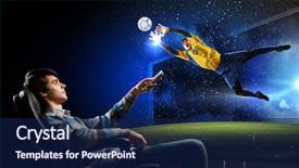 Presentation with television watching - PPT layouts featuring television - young man watching football match background and a navy blue colored foreground