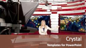  Presentation with live - Presentation theme featuring television anchorwoman at studio background and a tawny brown colored foreground