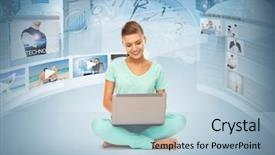  Presentation with virtual technology - PPT layouts enhanced with television broadcast - technology internet tv and news background and a  colored foreground