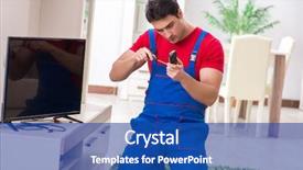  Presentation with mechanical engineering engineer tools - Slide deck having television engineering - professional repair engineer repairing broken background and a  colored foreground